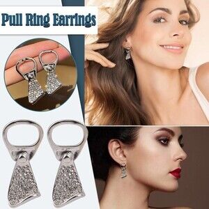 Kaitin Silver Drop Ear Pull Ring Jeweled Stud Earrings NWT One Size